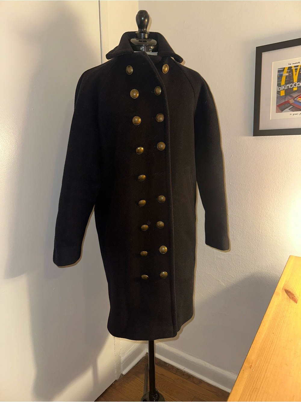 Women’s Dark Navy Double-Breasted Wool Coat